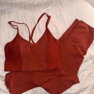 Nike Yoga Dri-FIT Luxe Terracotta Leggings and Bra Set